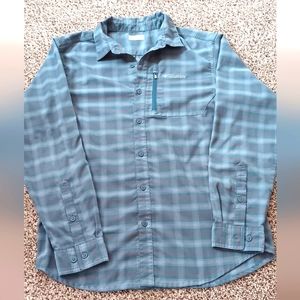Columbia Shirt Mens Gray and Blue,Plaid Omni Wick Advanced Evaporation Sz Medium